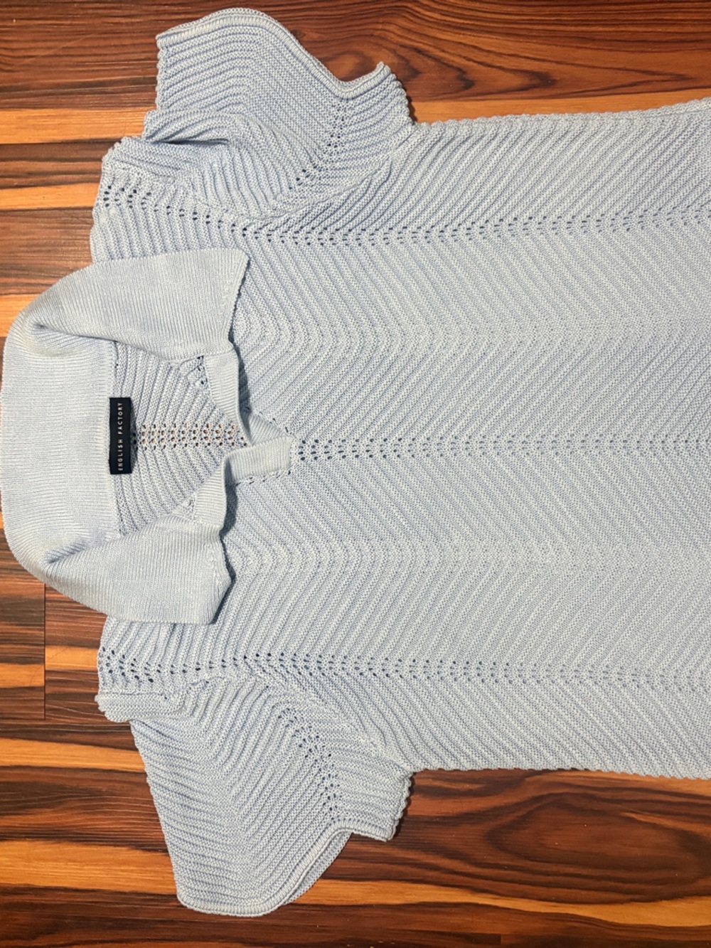 English Factory Light Blue Short Sleeve Knit Polo
